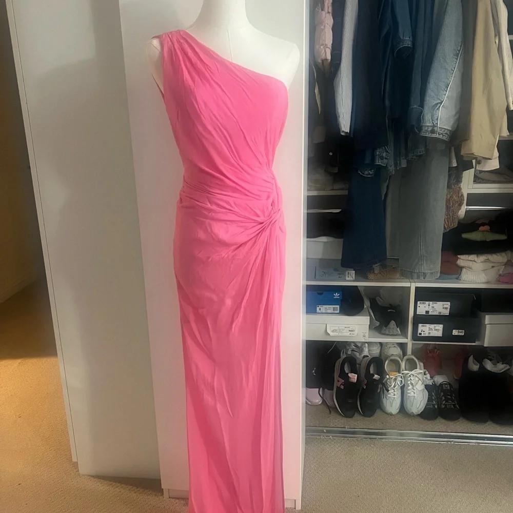 Sau Lee Helene Dress Pink One-Shoulder Maxi Gown NWT - Picture 8 of 9